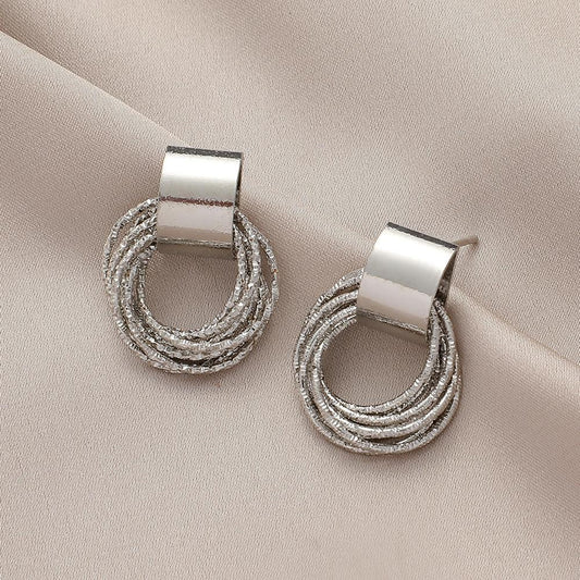 Hollow hemp wreath geometric winding earrings fashion simple trend retro elegant temperament ear jewelry