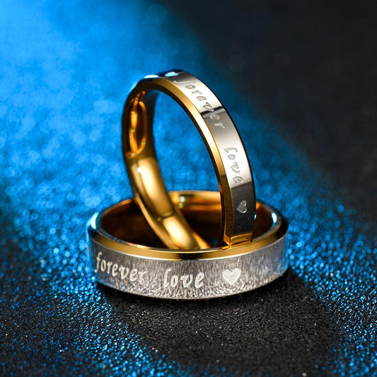 Couple love lettering stainless steel ForeverLove ring 4/6mm gold and silver couple jewelry