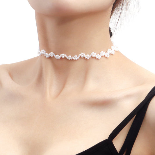 Jewelry niche white imitation pearl necklace necklace female wild beaded necklace choker