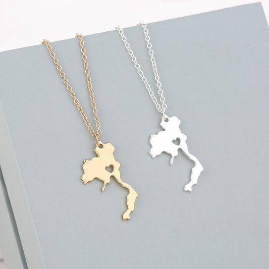 Jewelry Thailand Map Necklace Pendant Necklace Thick Gold Plating Hip Hop Jewelry