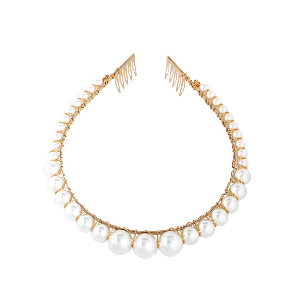 2F354 Magnesium Teague Temperament Headband Classic Versatile Personality Trend Pearl Hair Accessories