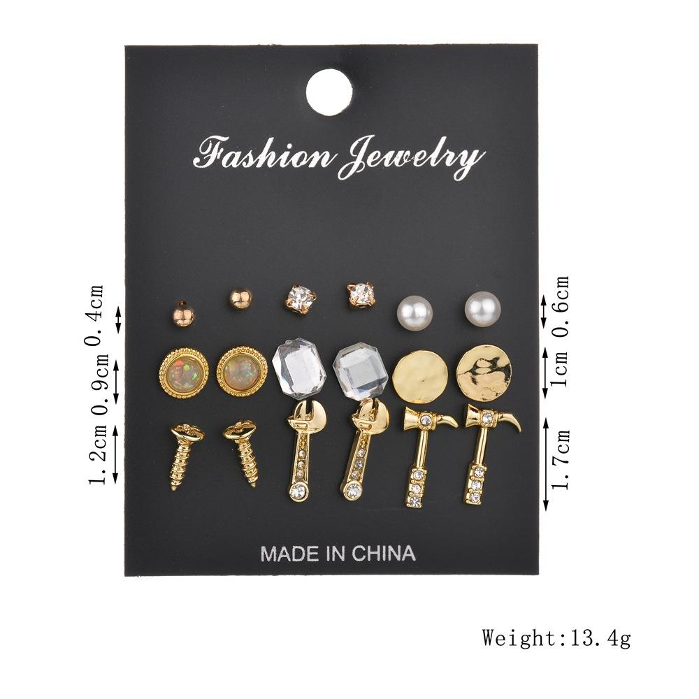 Popular Metal Screw Stud Earrings Set Decoration