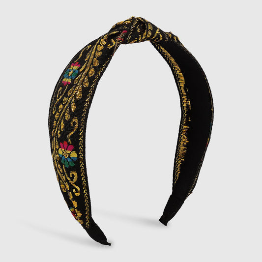 F4545 Ethnic Embroidery Geometric Flower Fashion Headband Retro Leaf Net Red Fabric Knotted Personality Headband