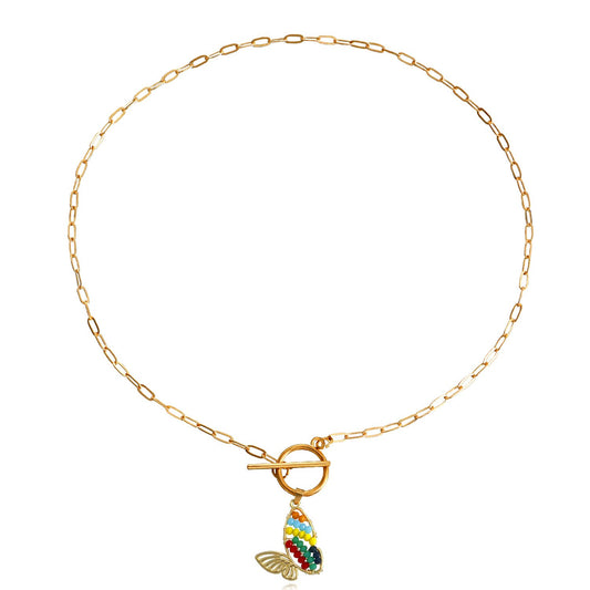 Jewelry Colorful Butterfly Pendant Necklace Sweater Chain Women's Versatile Fashion Advanced Design Sense Necklace