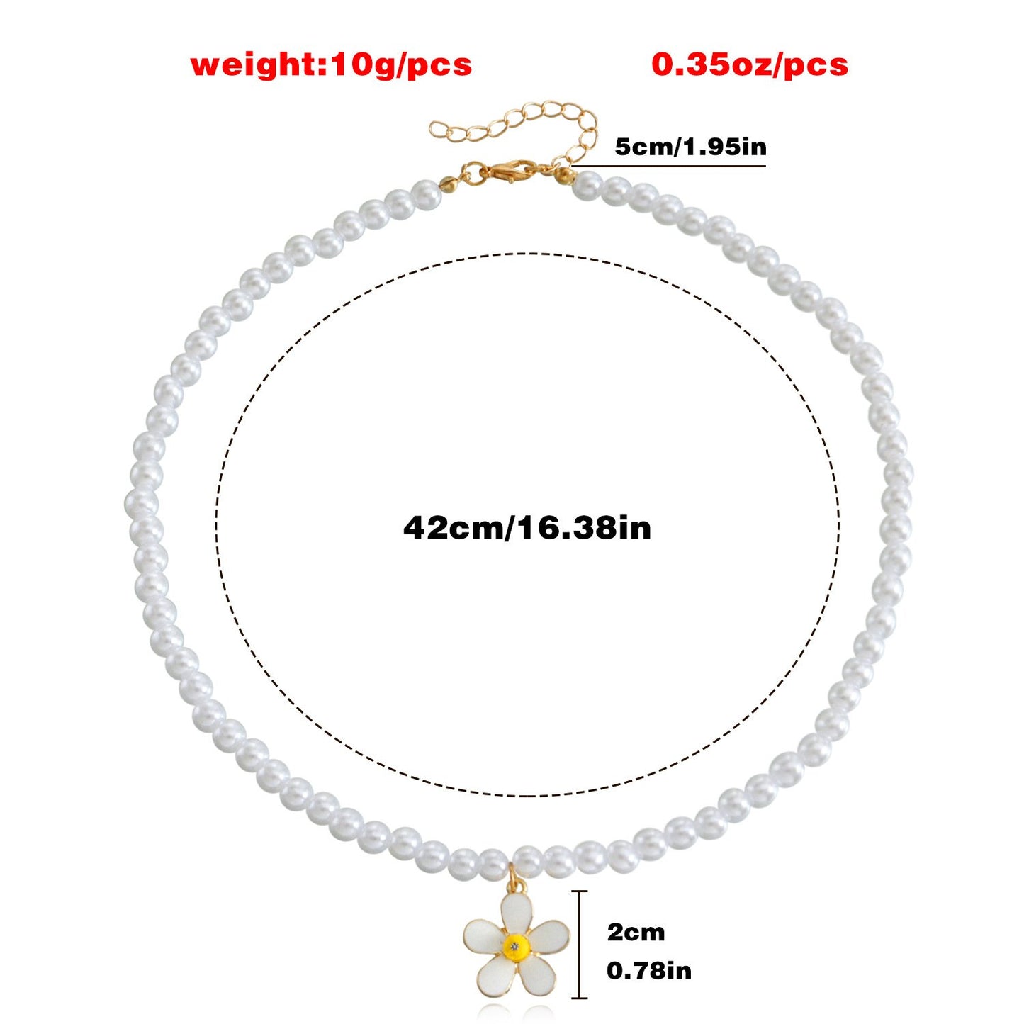 Jewelry Daisy Simple Imitation Pearl Pendant Necklace Niche Design Retro High-end Clavicle Necklace