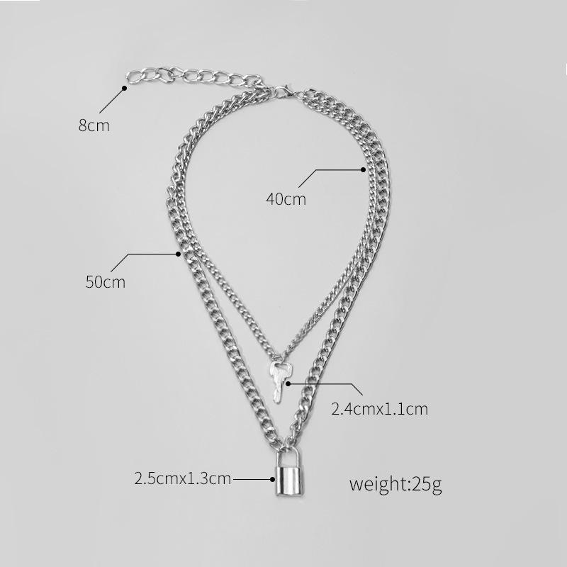 Retro Personality Variety of Chain Necklace Simple Temperament Lock Sweater Chain Necklace