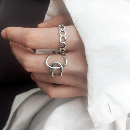 ins chain cross combination ring fashion punk hip-hop one-piece ring for men and women