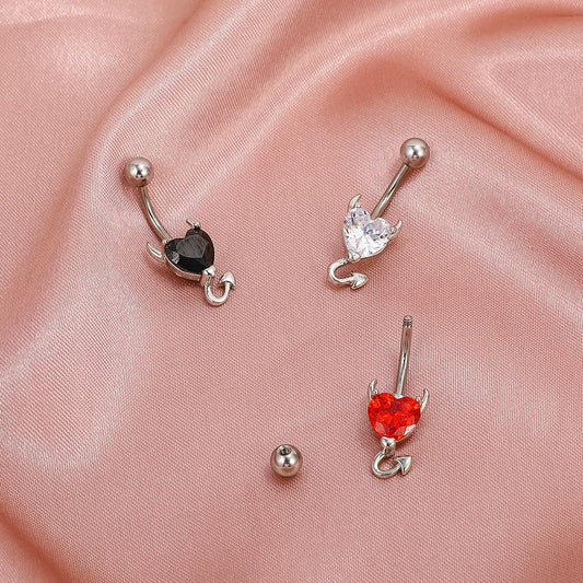 Fashion zircon heart navel ring simple devil navel nail navel decoration body piercing jewelry