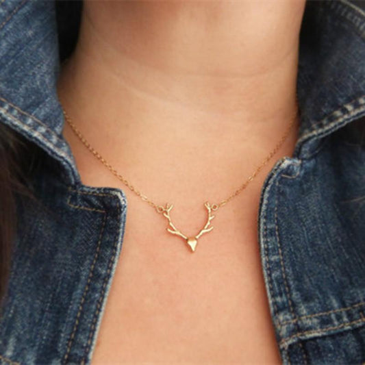 Jewelry girl necklace small animal elk pendant antler necklace