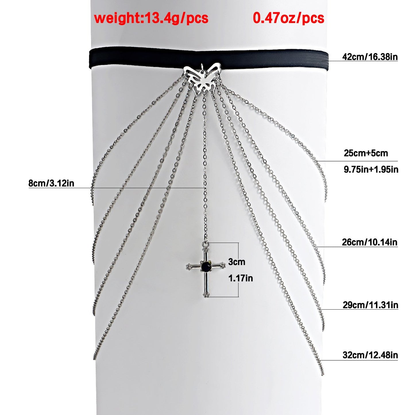 Jewelry ins hot girl hollow butterfly cross pendant leg decoration body chain female