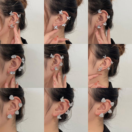 Mori Super Fairy Diamond Butterfly Ear Hanging Earbone Clip Fashion Temperament Niche Design No Pierced Ear Clip Versatile Earrings
