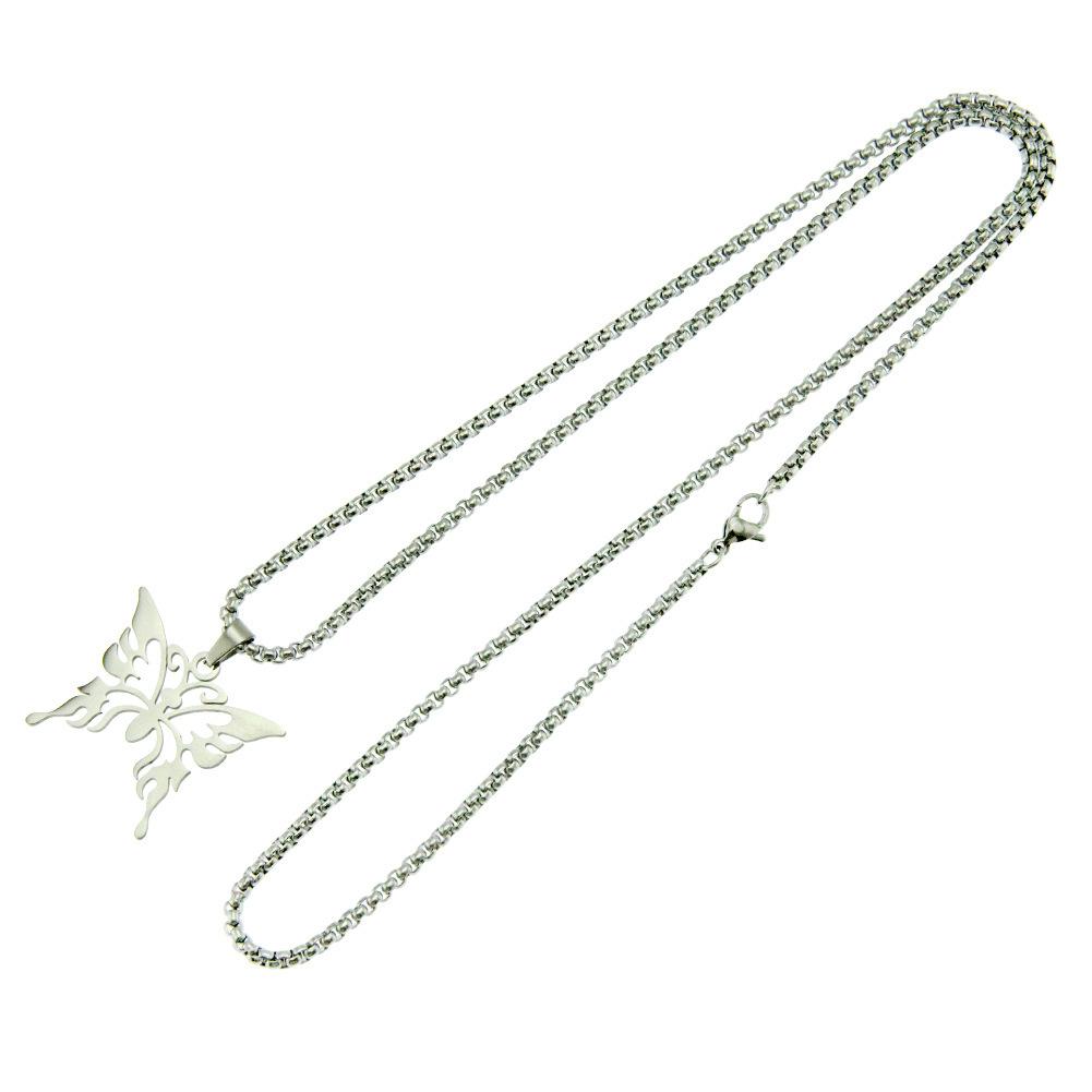 Stainless Steel Jewelry Creative Men and Women Hollow Butterfly Pendant Necklace Popular Jewelry