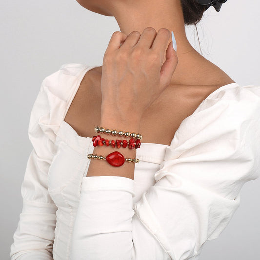 B1961 Bohemian casual elastic bracelet colorful stone CCB resin personality niche creative bracelet