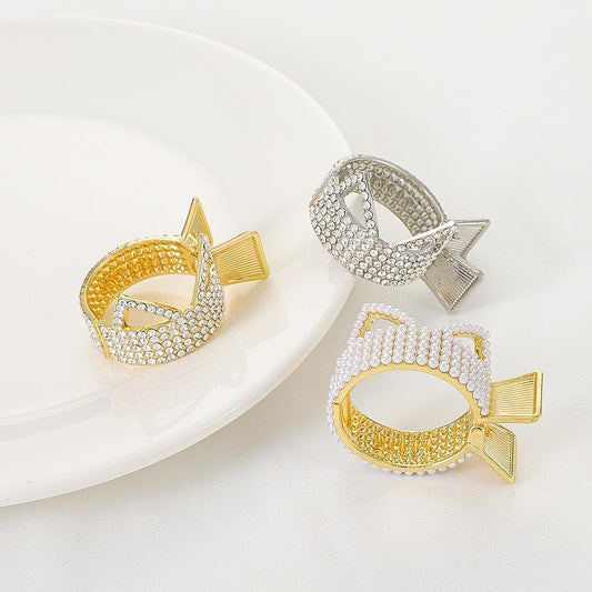 Ins net red cat ear inlaid diamond hairpin back head high ponytail pearl catch clip fixed artifact clip headdress