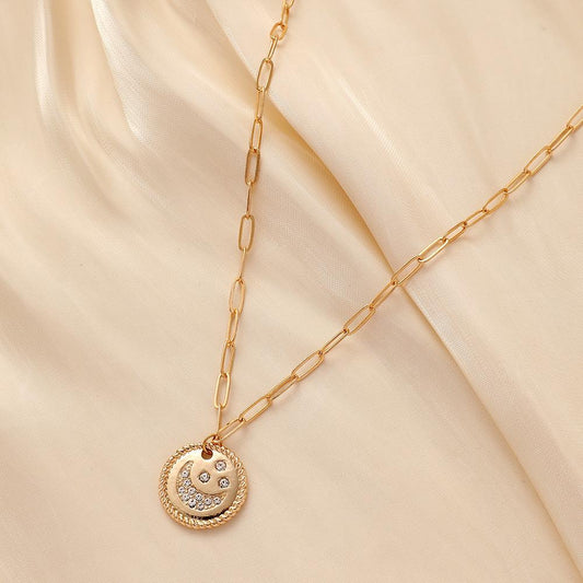 Niche Fashion Simple Personality Ladies Metal Moon Star Coin Pendant Necklace