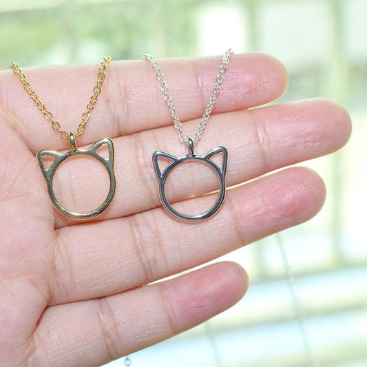 Creative Jewelry Popular Cat Ear Necklace Hollow Hollow Animal Ear Pendant