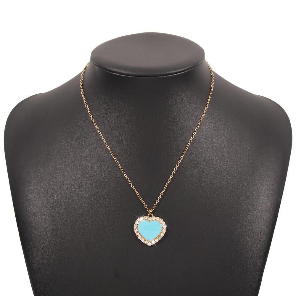 N9483 Metal Necklace Simple Light Luxury Temperament Love Clavicle Necklace Full of Diamonds Niche Internet Celebrity Necklace