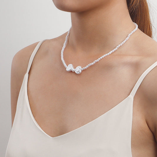 Jewelry Versatile Imitation Baroque Love Pearl Necklace Female Ins Beaded Necklace Niche Design