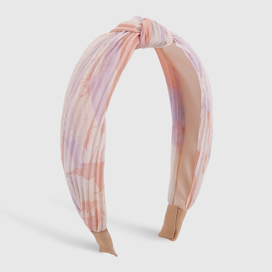 F4562 Literary retro tie-dye press pleated headband French fabric knotted sweet color contrast geometric headband female