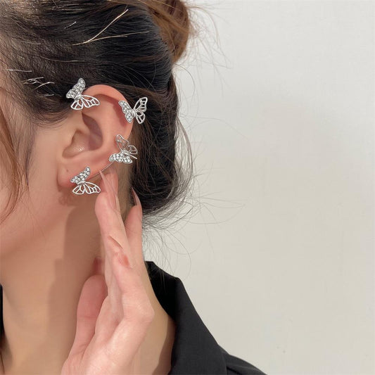 Mori Super Fairy Diamond Butterfly Ear Hanging Earbone Clip Fashion Temperament Niche Design No Pierced Ear Clip Versatile Earrings
