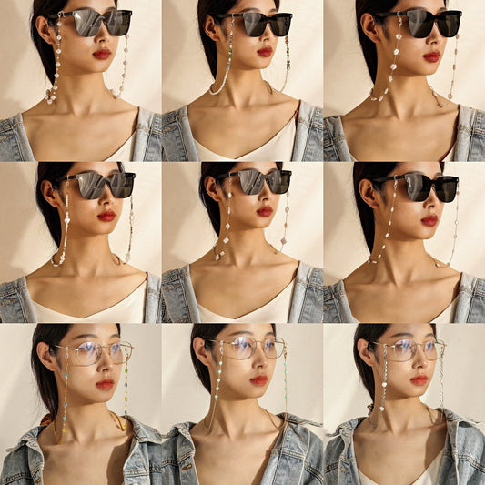 Dongdaemun Color Crystal Beaded Mask Chain Temperament Retro Lanyard Glasses Chain Fashion Jewelry