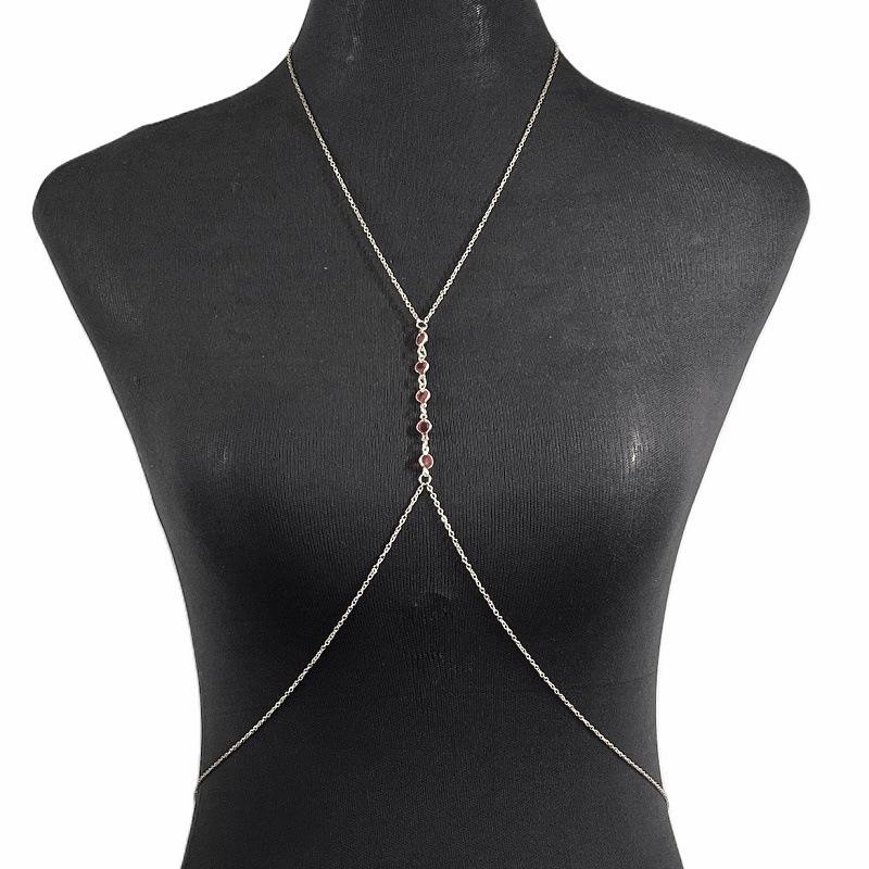 Jewelry Red Crystal Body Chain Sexy Beach Bikini Crystal Chest Chain Simple Body Chain