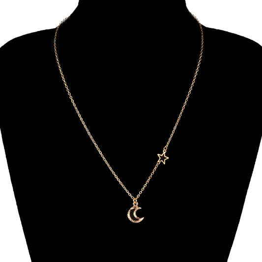 Jewelry Net Red Star Moon Pendant Necklace Ladies Fashionable Elegant Pentagram Necklace