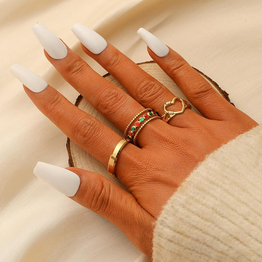 Light luxury niche fashion simple personality stainless steel opening love dot color drop oil set ring