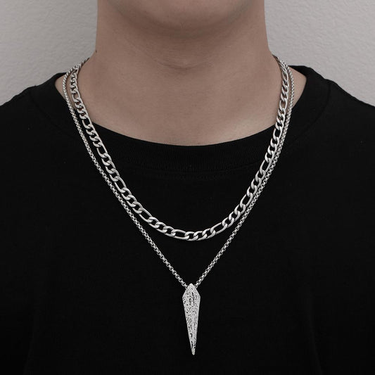 Titanium steel necklace niche design high-end high-trend men's stainless steel collarbone chain stacked neck chain sweater chain chain