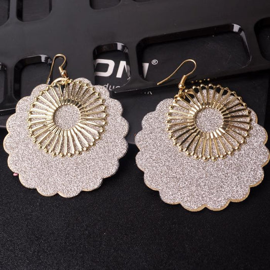 Trendy Retro Personality Hollow Ferris Wheel Versatile Frosted Earrings Accessories Direct Supply