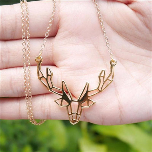 Small Jewelry Personality Fashion Animal Origami Elk Antler Pendant Necklace Ladies Necklace