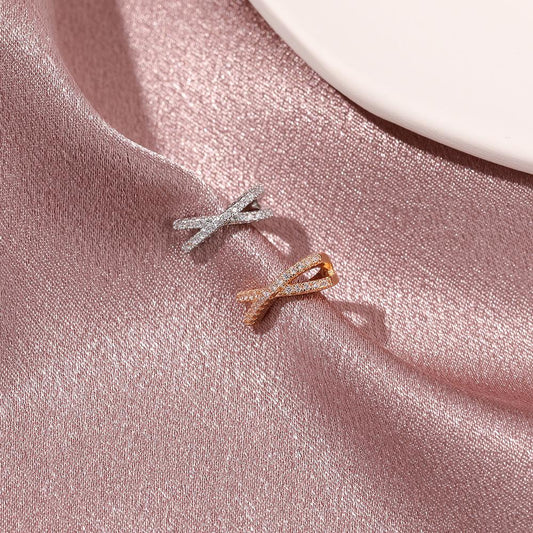 Personalized simple ear bone clip fashion geometric micro-inlaid zircon earrings earrings cold temperament x cross ear clip