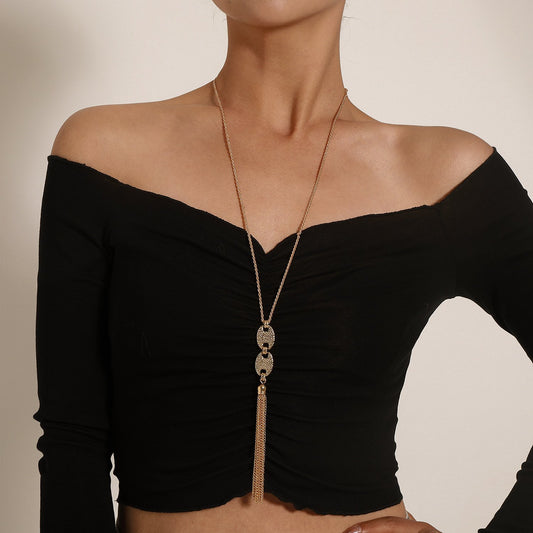 Jewelry Pig Nose Long Tassel Pendant Necklace Female Fashion Simple Chain Necklace Sweater Chain