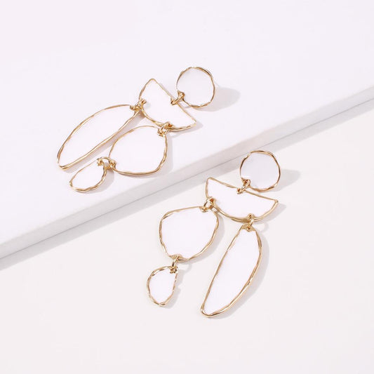 E8466 Exaggerated Irregular Alloy Drip Earrings ZA Simple Color Glaze Long Stud Earrings