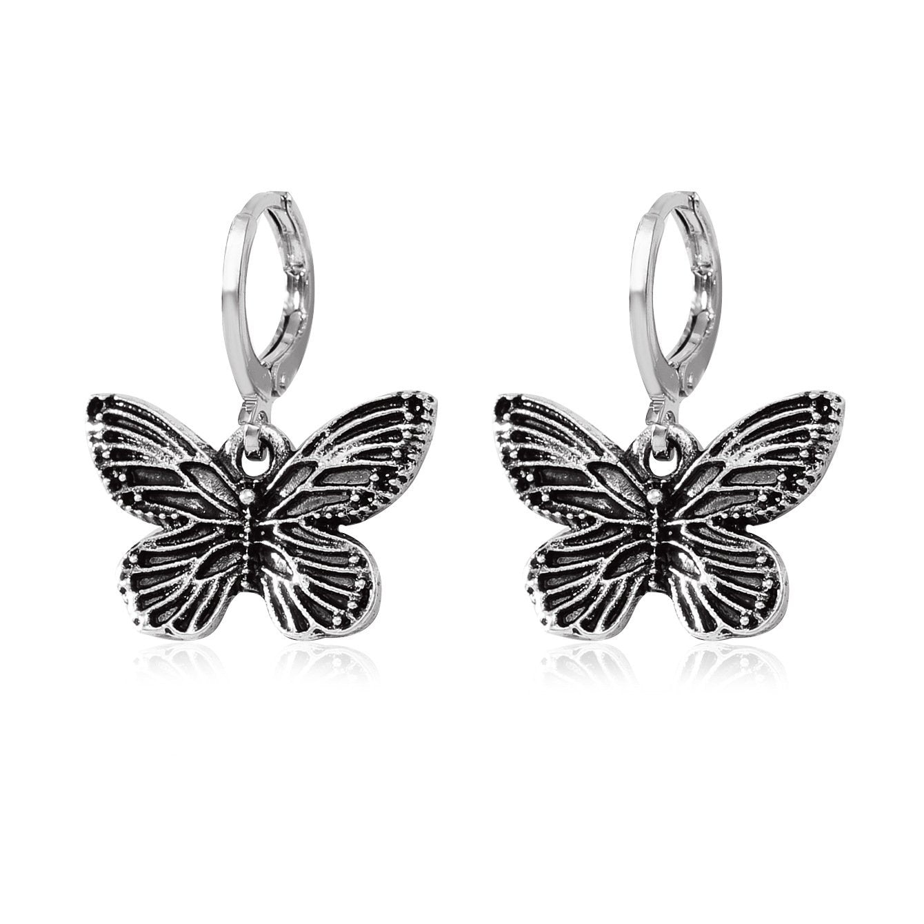Ins retro metal butterfly earrings personality temperament do old earrings earrings hip-hop design sense accessories female