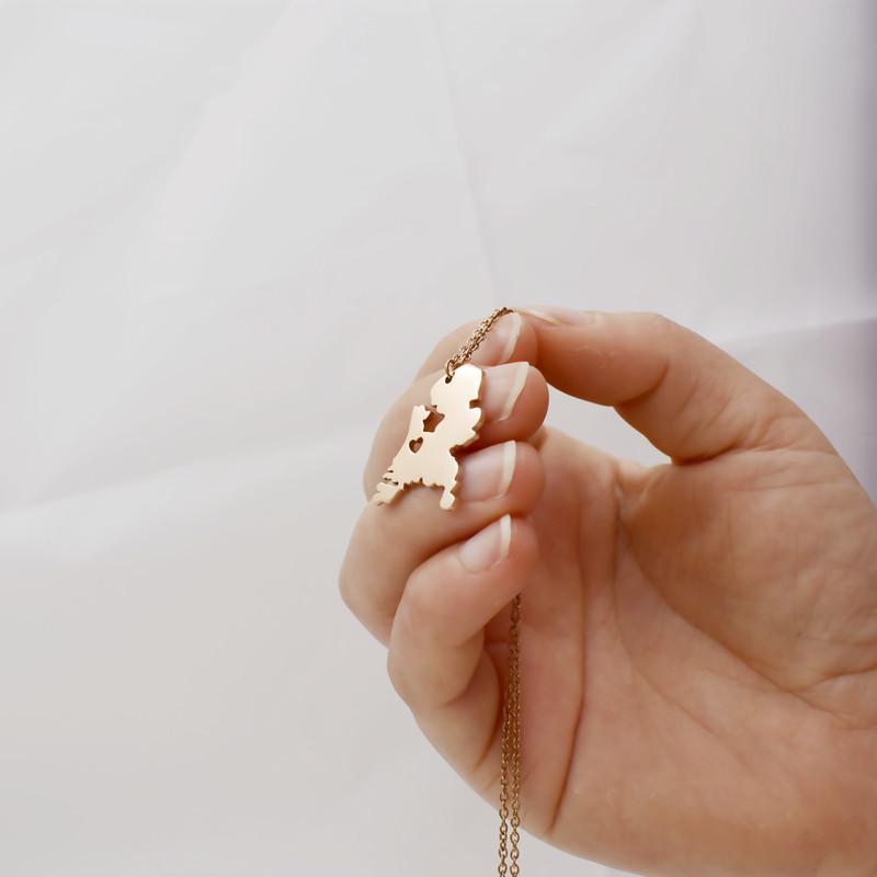 Netherlands Country Map Necklace World Map Europe Pendant Stainless Steel Jewelry