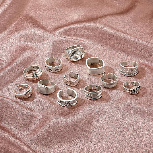 Old opening geometric ring ins personality trend adjustable irregular ring punk jewelry female