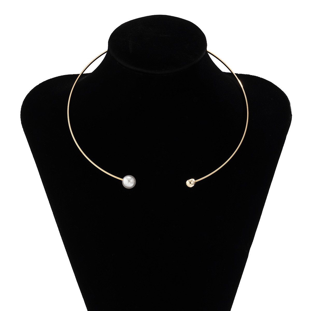 Jewelry Temperament Imitation Pearl Single Layer Metal Necklace Simple Bead Pendant Clavicle Collar Female