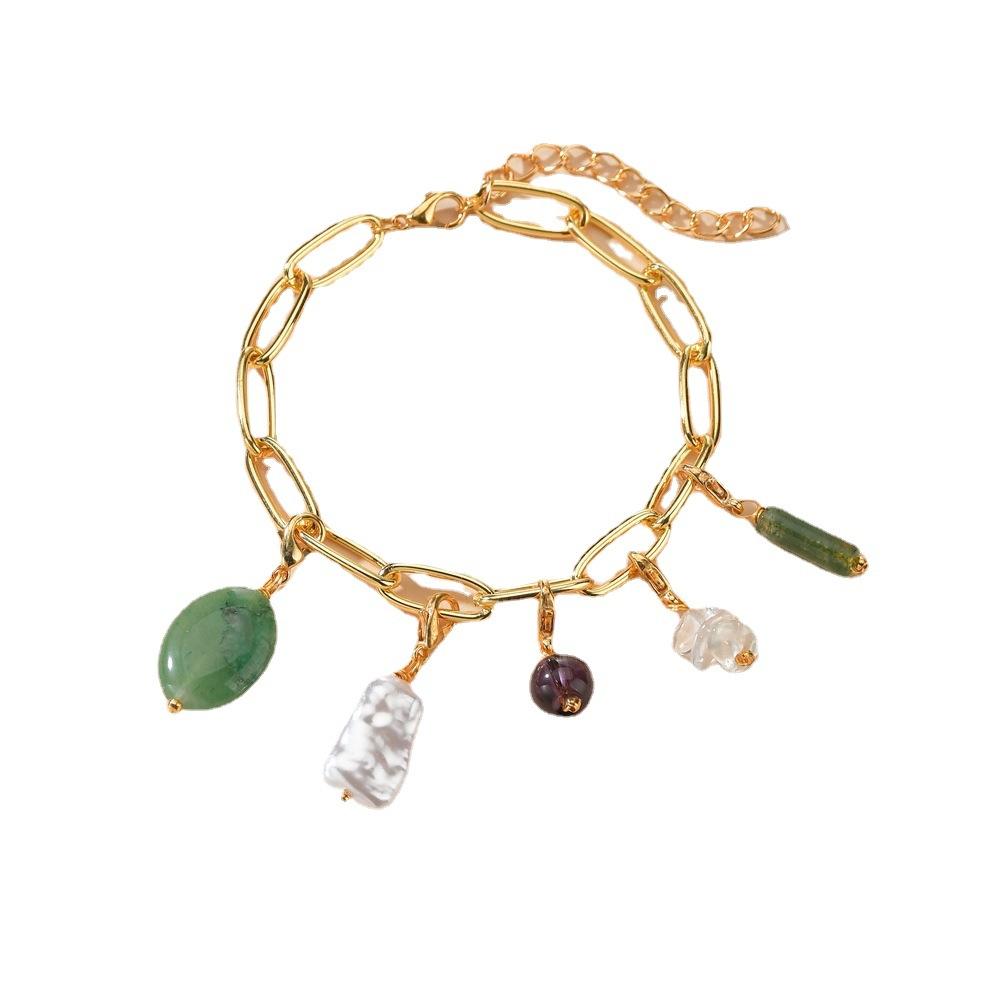 Fashion Oval Resin Shaped Pearl Natural Stone Bracelet Women Accessories