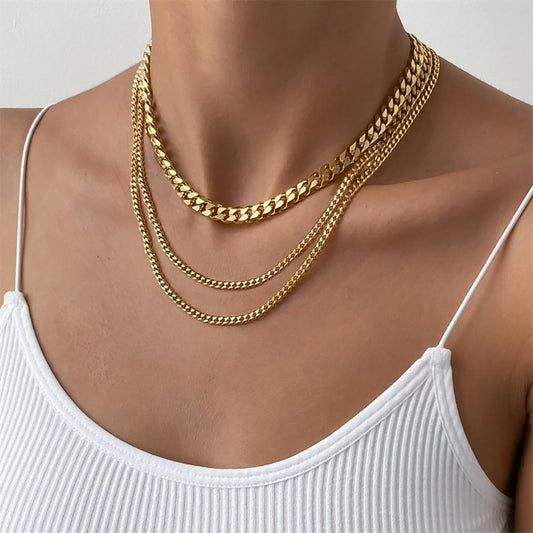 Jewelry Retro Hip Hop Metal Chain Multilayer Necklace Simple Versatile Geometric Clavicle Necklace Women