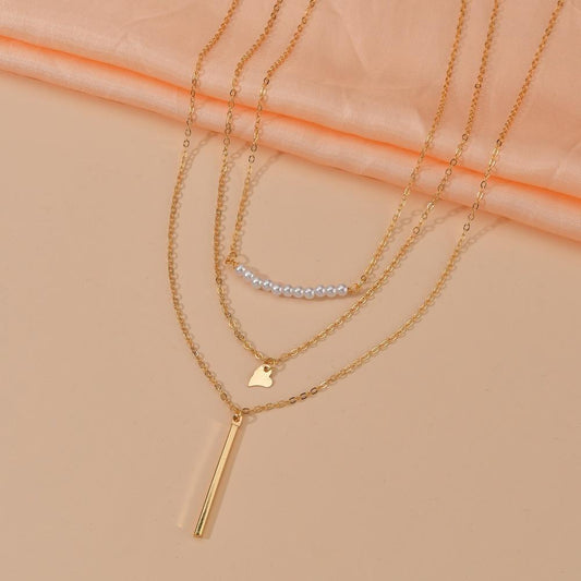 Jewelry ins simple temperament personality necklace love pearl multi-layer pendant clavicle necklace with