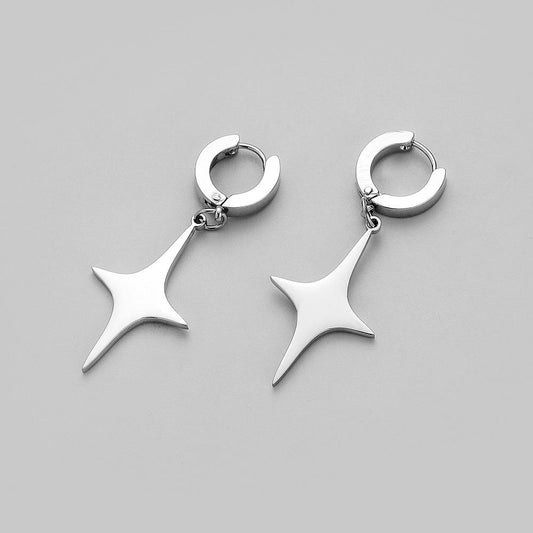 Punk street fashion men's personalized stainless steel simple symmetrical star earrings earrings