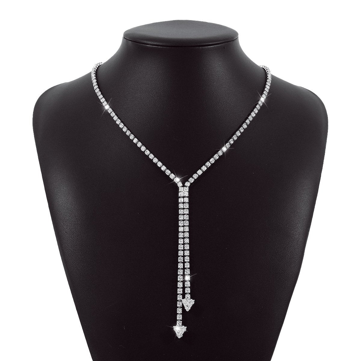 N1823 geometric long rhinestone necklace claw chain light luxury sexy niche tassel necklace for women