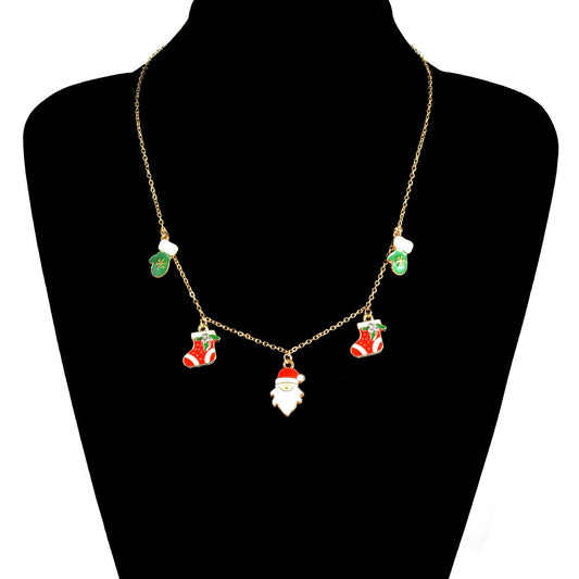 Jewelry Christmas Series Snowman Sock Pendant Necklace Ladies Simple Fashion Short Money Jewelry