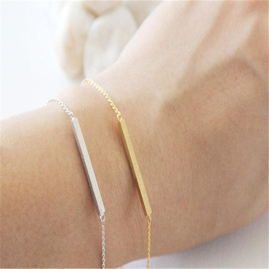 Simple Women's Bracelet Minimalist Cross Bar Bracelet