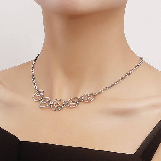 Jewelry Spiral Geometry Niche Design Sense Female Necklace Fashion Commuting Versatile Clavicle Chain Necklace