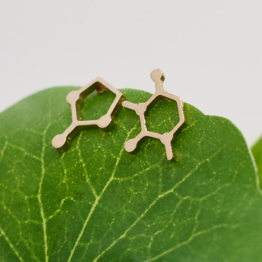 Titanium Steel Chemical Molecular Stud Earrings Versatile Jewelry Caffeine Molecular Structure Earrings