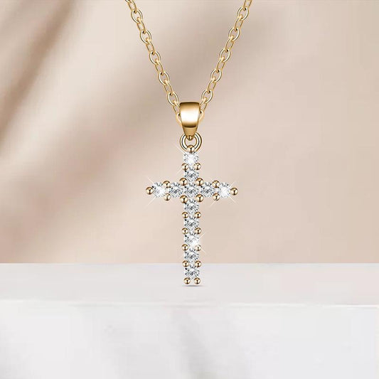 N7575 Simple Net Red Necklace Fashion Cross Pendant Necklace Personality Retro Sweet Clavicle Chain
