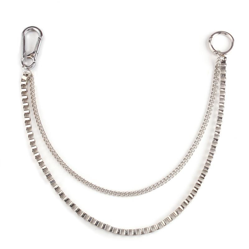 All-match double-layer pants chain men's pants hanging chain street dance hip-hop punk trend round alloy pendant waist chain