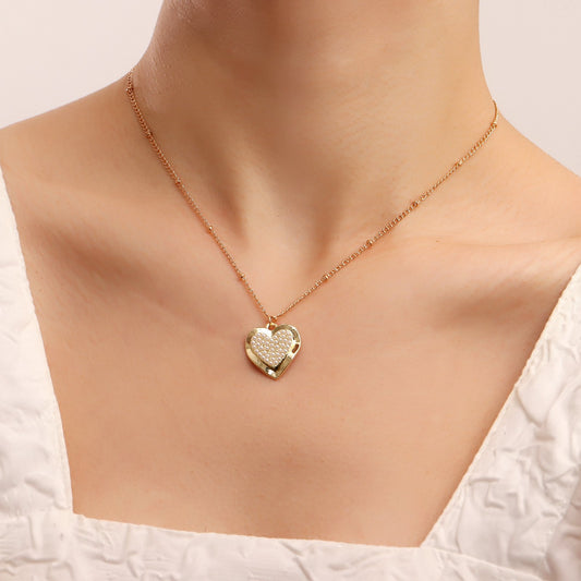 Jewelry ins simple and beautiful clavicle chain micro-inlaid diamond geometric love pendant necklace female accessories